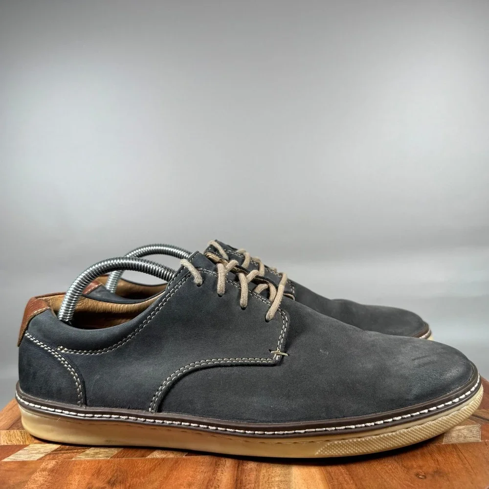 Johnston & Murphy McGuffey Plain Toe Navy Nubuck Leather Derby Shoes Mens 9M